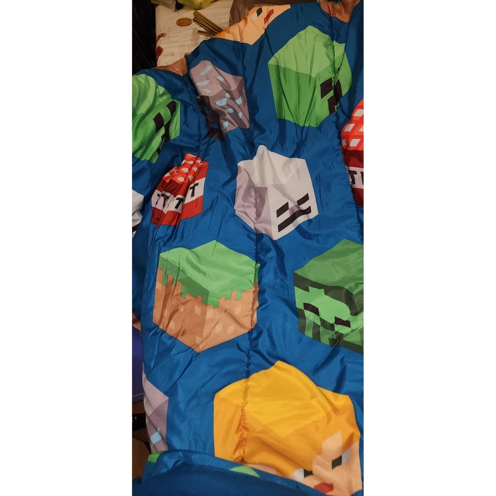 Minecraft Twin Bedding Set Comforter Fitted Sheet Flat 4 Pc Pillowcase